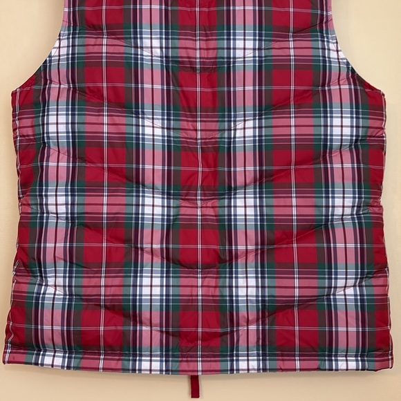 Lands’ End | Classic Red White Green Plaid Zip Front Down Puffer Vest M (8-10) - Picture 15 of 17